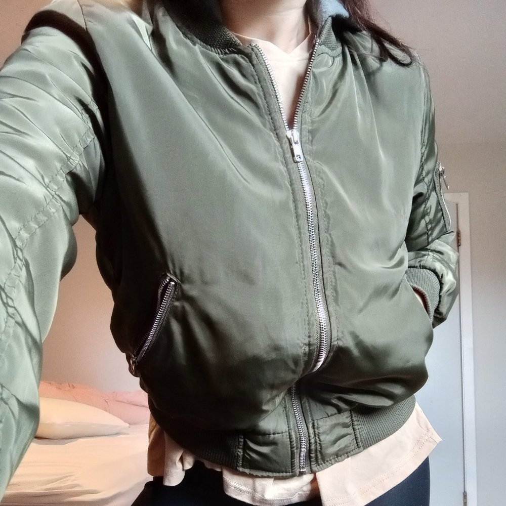 Forever 21 Hooded Bomber Jacket, size M/l